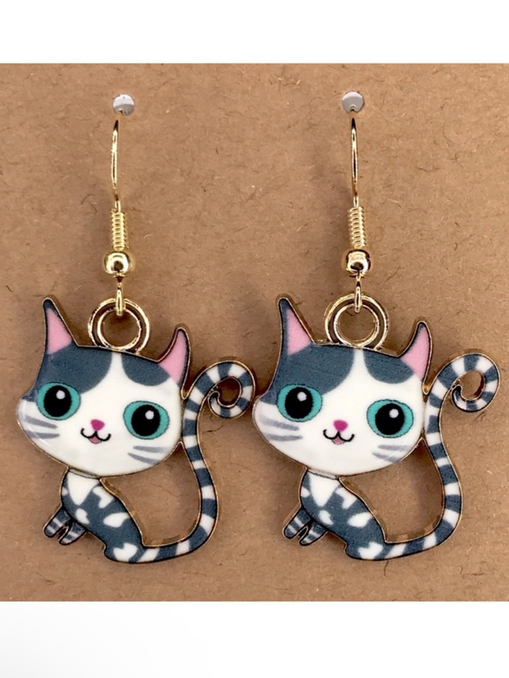 Cat Dangle Earrings 18k Gold Plated Hook Fashion Jewelry